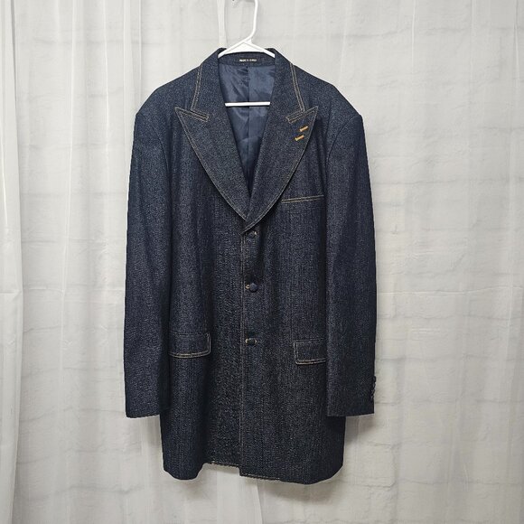 Milano Moda Denim Blazer Coat Blue Western Casual Unisex 46L - Picture 11 of 11